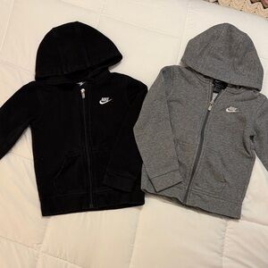 Nike Kids' Black and Gray Zip-Up Hoodies